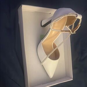 White Slingback Kitten Heels